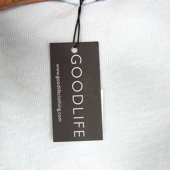 GOODLIFE Double Layer Scallop Hoodie Shirt In Skyway Blue SZ XXL - Picture 3 of 6